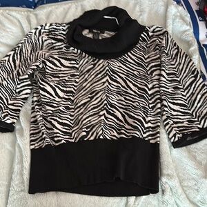 Style & Co. Zebra Print Cowl Neck Sweater